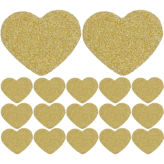 ROMANSENTIAL Diy Double Sided Glitter Heart Shaped Confetti 100Pcs Golden Paper For Cupcake Toppers And Table Confetti