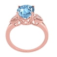 thumbnail image 2 of Mauli Jewels Rings for Women 2.42 Carat Oval Aquamarine and Diamond Ring 4-Prong 10K Rose Gold, 2 of 6