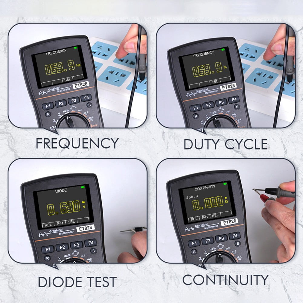 2 in 1 ET828 Smart Digital Multimeter 1MHz 2.5Msps Sampling Rate Oscilloscope