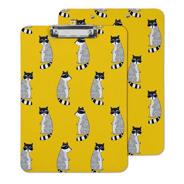 Inkdotpot Decorative Clipboard Letter Size Clipboard with Low Profile Clip,Retractable Key Hole for Hanging Paperboard for Office School w/ Free Marker & Eraser,Raccoon-9x12.5 Inch