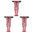 thumbnail image 1 of Shengyu Comfortable Striped Thigh High Socks for Costume Party Soft and Cozy White Red 50cm 3Set, 1 of 6
