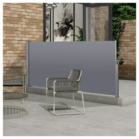 Retractable Side Awning - UV Resistant Waterproof Patio Privacy Screen - 118.1" x 62.99" - Dark Grey - Garden Balcony Shade Grey   Rectangular
