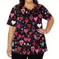 thumbnail image 3 of Garbnen Valentine Scrub Stretchy V Neck Short Sleeve Tops Women Spring Summer Love Heart Print Nursing Uniforms for Women with Pockets S-5XL, 3 of 5