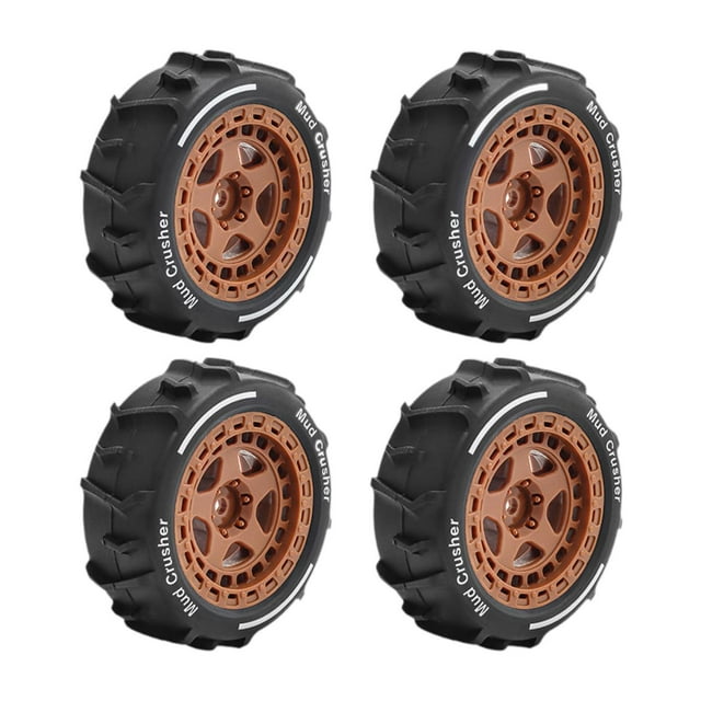 HILABEE 4 Pieces RC Off Road Buggy Wheels 2.8x1inch Replacement for 1: 14 Scale Lightweight Accessory Spare Parts Quick Installation Brown