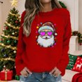 thumbnail image 2 of Cavosen Womens Fall Sweatshirts Crew Neck Blouses Santa Claus Lightweight Pullover Soft Masquerade Tops, 2 of 5