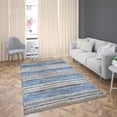thumbnail image 4 of Fabstyles Indigo Recycled Denim & Leather Rug for Living Room, Hallway, Patio, 4 of 5