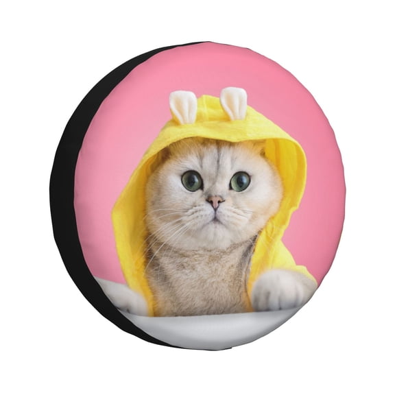 Logiee A Funny Cat Print Spare Tire Cover, Universal Wheel Protectors,Waterproof Dust-Proof UV Sun Wheel Tire Cover,Fit for SUV, RV, Travel Trailer, Truck-14 inch