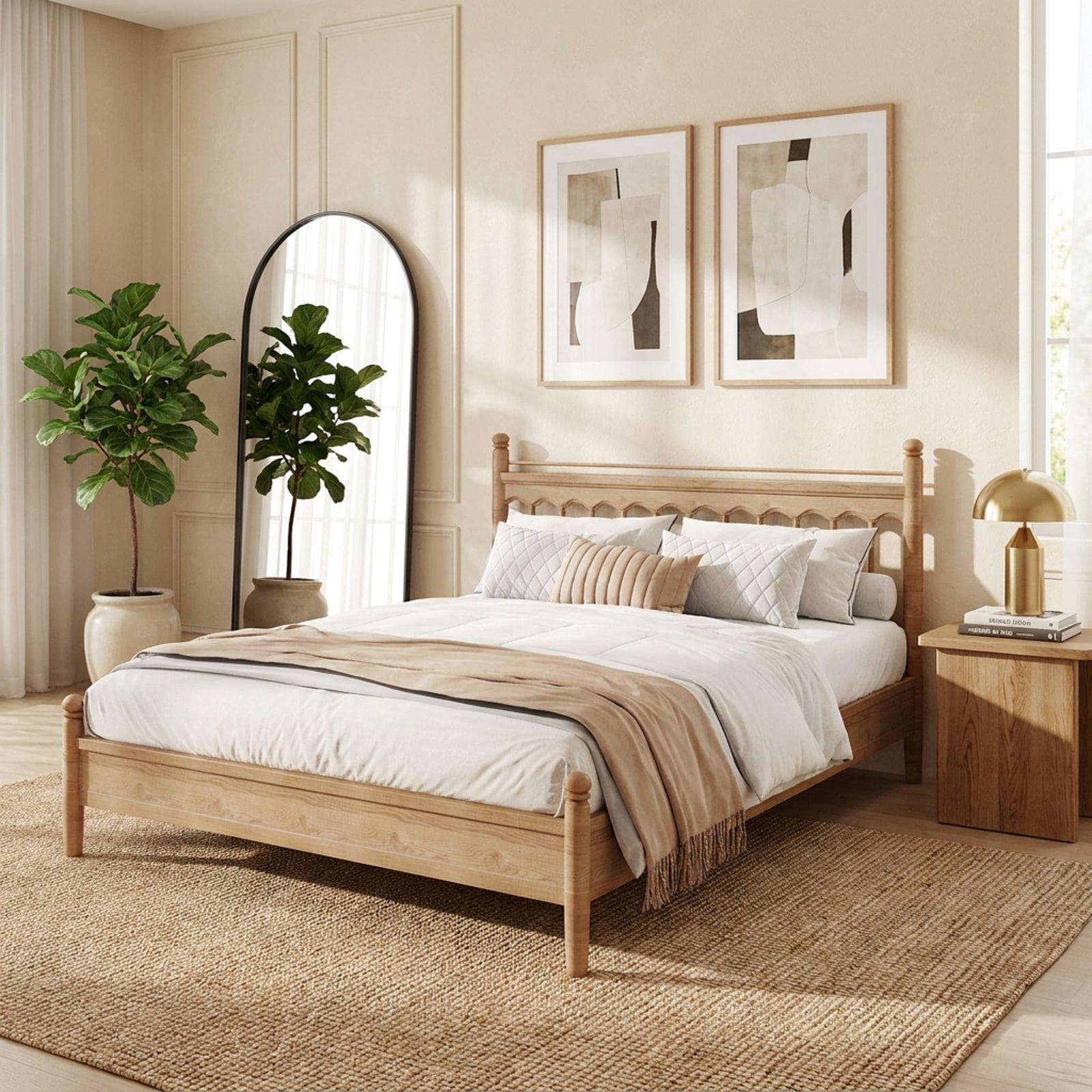 Furnibear Nightstand with Charging Station End Table with 3 Storage Drawers Bedside Table for Bedroom for Bedroom Living Room Bedside Sofa, Natural