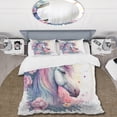 thumbnail image 2 of Designart "Whimsical Unicorn in Pastel Florals III" Animals Horse Bedding Covert Set - Horse White Animals Bed Set With 2 Shams, 2 of 6