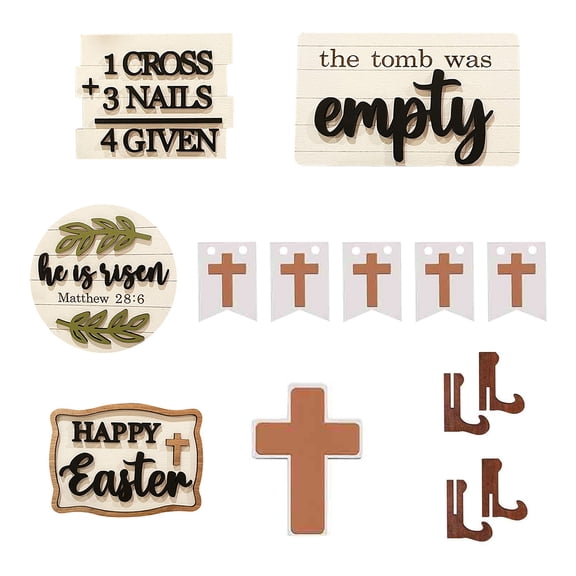 17Pcs Easter Theme Wooden Tray Decoration Risers Decorative for Decor Xmas Decor Artificial Greenery Garland Serving Tiered Tray Decor Round Tray Plate Fall Decor