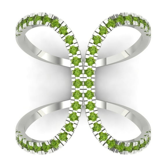 Statement Engagement Ring for Women - 0.5ct Natural Peridot in 14K White Gold Promise Ring