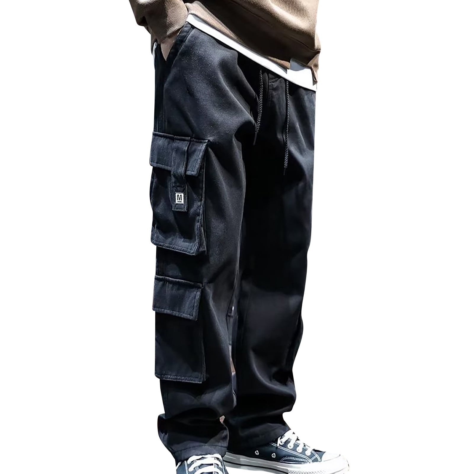 Pantalon Homme Men's Casual Multi Woven Pocket Foot Rope Solid