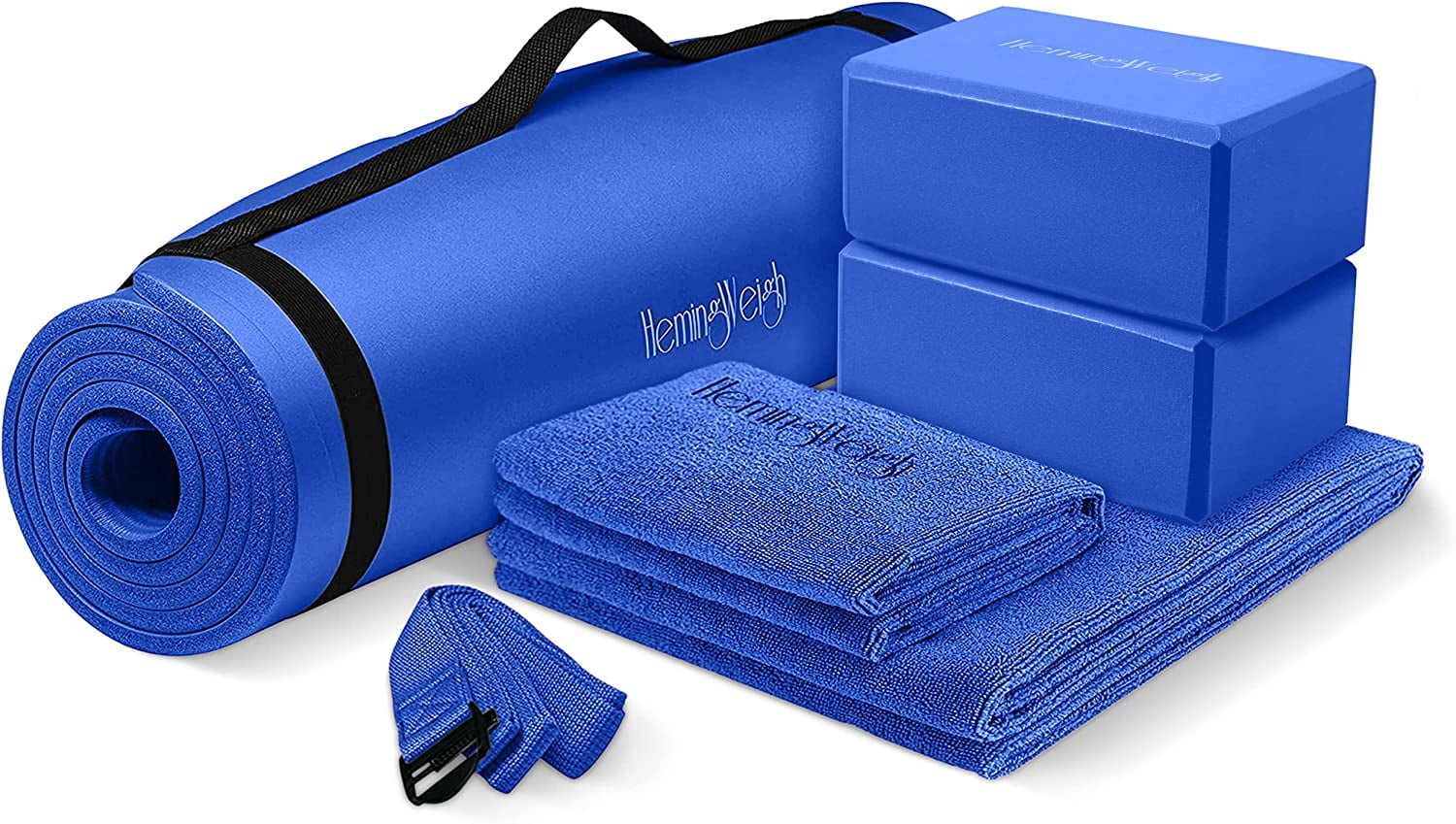 HemingWeigh Yoga Mat Set, 0.5 inch Thick, Non Slip, Beginner Friendly 
