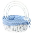thumbnail image 1 of Panier-cadeau Rond en Osier Blanc, avec Doublure en Vichy Bleu et Poignée - Ensemble de 3, 1 of 5