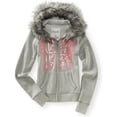 thumbnail image 1 of Aeropostale suéter con capucha de piel sintética con cremallera para mujer, gris, extra pequeño Aeropostale Encapuchado, 1 of 1