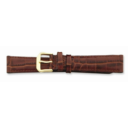 20mm Havana Croc Dark Stitch Gld-tone Bkle Watch Band