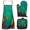 thumbnail image 1 of Fiudx Guantes de Horno Eid Al-Fitr, Resistentes Al Calor, Aislantes, Juego de Delantales, Protección Contra Quemaduras para La Cocina, Festividades, Juego de 3 Piezas, Guantes de 26 X 17 Cm, 1 of 3