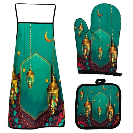 

Apron Cookware Kitchen Organization Eid Al-Fitr Thickened Baking High Temperature Oven Gloves Insulation Pad Apron Set
