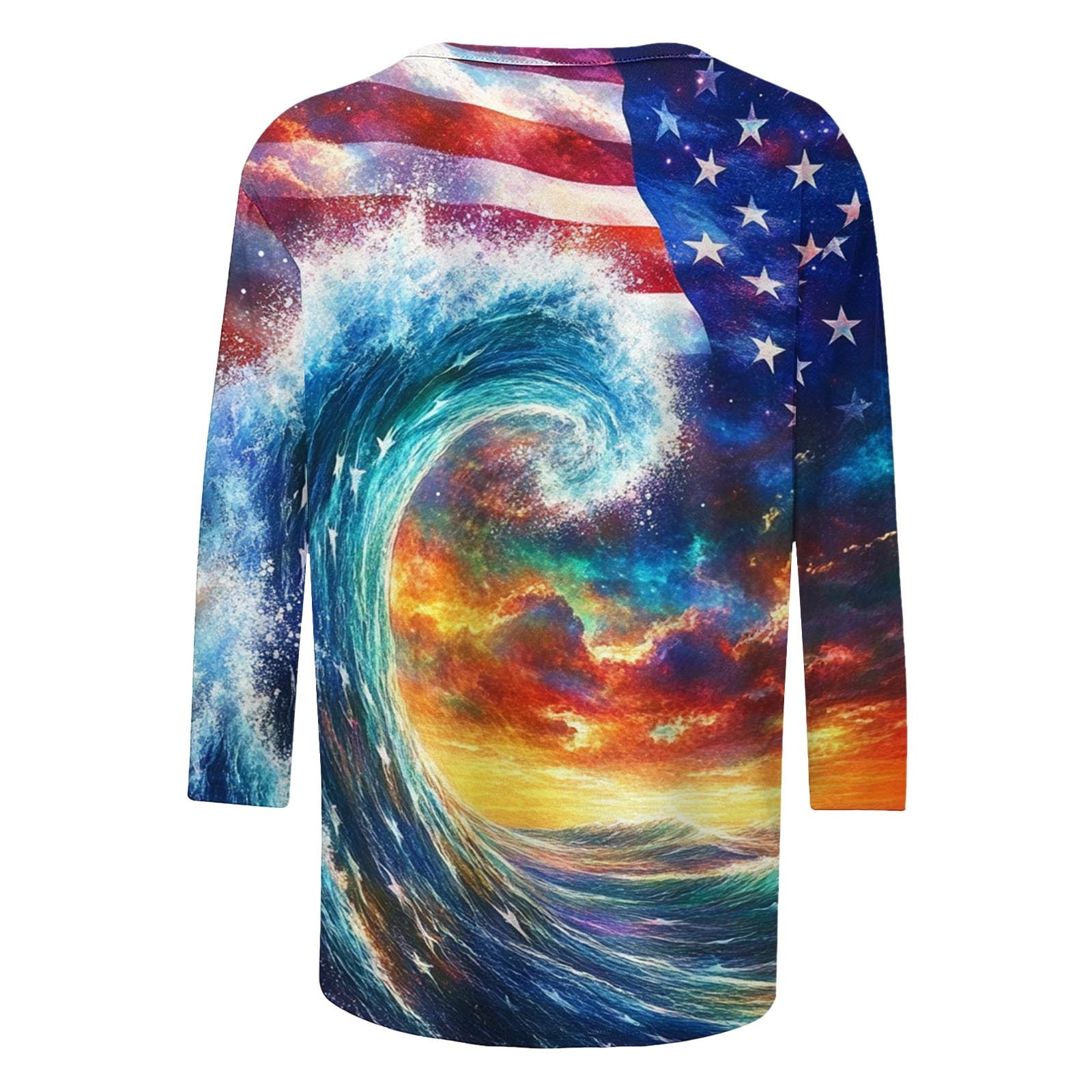 UPPADA 3/4 Sleeve American Flag Tops for Women 4th of July