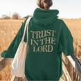 thumbnail image 2 of Women's Hoodies Sweatshirts Stylish Printed Long Sleeve Hooded Sweatshirt With Pockets For Everyday Comfort And Casual Wear Dedicated To Fall And Winter Seasons Dark Green M, 2 of 4