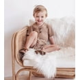 thumbnail image 2 of ITFABS Baby Short Sleeve Ribbed Knit O Neck Romper, Drawstring Short Pants, 2 of 5