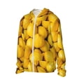thumbnail image 3 of Goofa Ripe Yellow Lemon Printed Women's UPF 50+ Sun Protection Hoodie Jacket Lightweight Long Sleeve Sun Shirt for Women with Pocket Hiking Outdoor-, 3 of 9
