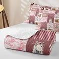 thumbnail image 4 of meiyoeat Farm Animal Horse Cow Quilt Full,Romantic Pink Flowers Full Bedspread Sets For Girl,3 Pieces, 4 of 7