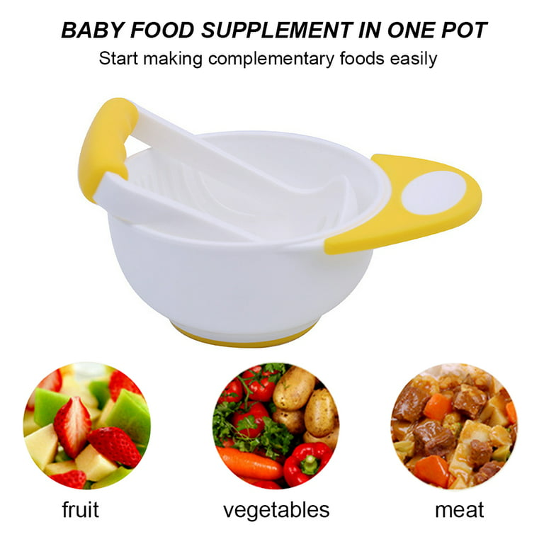 Suxm Mash And Serve Bowl Baby Food Maker Masher Portable Baby Food Feeder  Processor Smasher Vegetables Fruit Ricer Grinder Tool(9pcs-green)