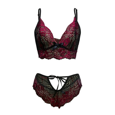 

Lingerie For Women Naughty Corset Lace Hollow Out Top Bra And Pants Underwear Set