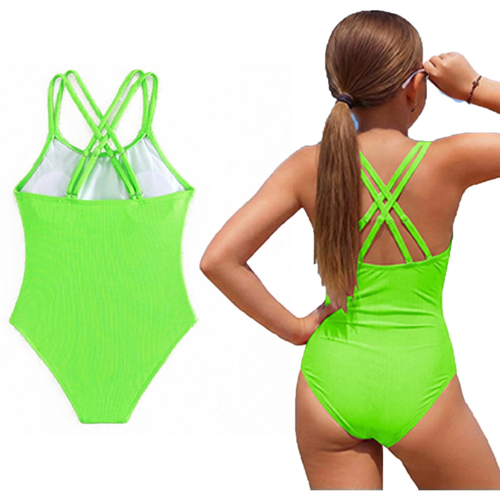 Kids Swimsuit Girls Silver Bathing Suit One Piece Toddler Bathing Suit Girl for Teenagers 8-9 Years