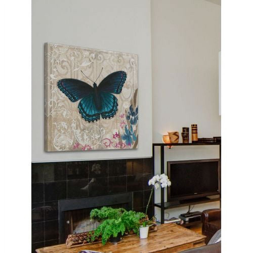 "A Dark Blue Butterfly" Painting Print on Wrapped Canvas