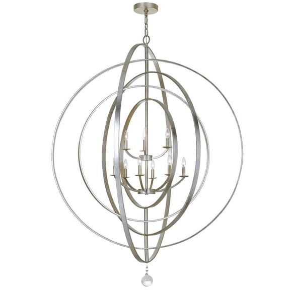 Crystorama Lighting 587-SA Luna - 9 Light Chandelier   Antique Silver Finish
