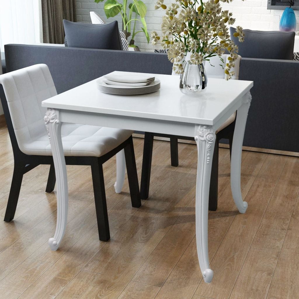 Kepooman Modern High Gloss Leisure Square Dining Table for Kitchen Living Room, 31.5" x 31.5" x 30", White Kepooman Modern High Gloss Leisure Square Dining Table for Kitchen Living Room, 31.5" x 31.5" x 30", White