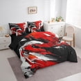 thumbnail image 3 of Feelyou Artwork Geometric Twin Bedding Sets 7-Piece for Adult, Retro Oil Printing Bedding Comforter Set, Black Red Abstract Reversible Sheet Sets, Luxury Bedroom Decor, 3 of 7
