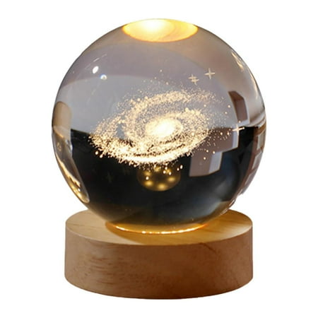 CZQIKEDA 3D Planet Crystal Ball USB 3D Moon Planet Globe Galaxy Night Light LED Crystal Ball Table Lamp Creative 3D Glowing Planetary Galaxy Astronaut Ball Night V2W0