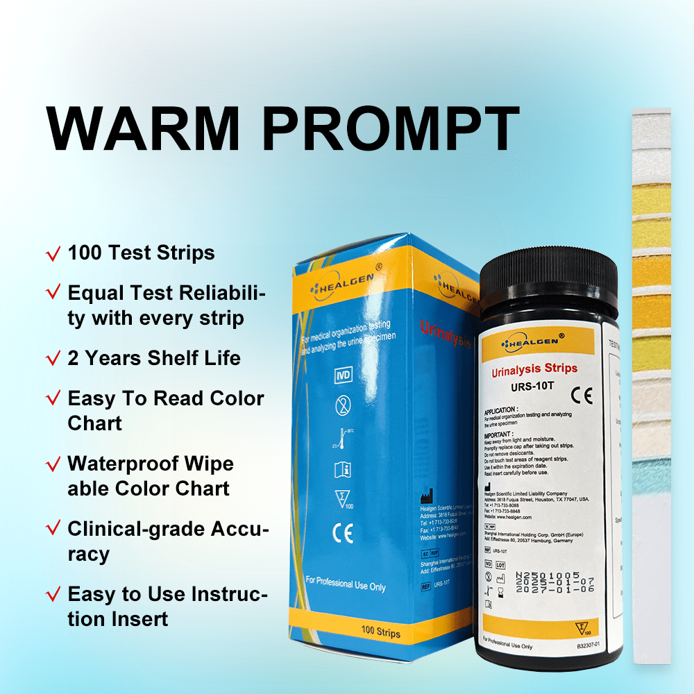 10-in-1 Urine Test Strips 10 Parameters for Urinalysis - Rapid Tests for Ketosis, pH, Protein, UTI, Kidney and Liver Function-100 Count