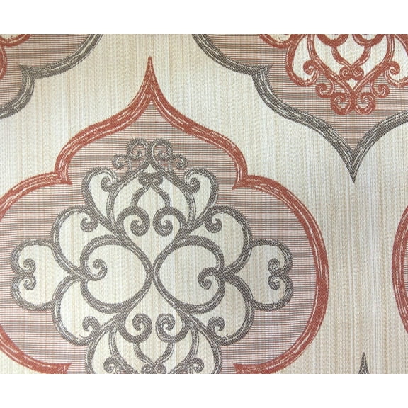 Fabric Mart Direct Rust Cotton & Jacquard Weave Fabric By The Yard, 48 inches or 122 cm width, 1 Yard Orange Jacquard Fabric, Geometric Damask, Upholstery Drapery Curtain Wholesale Fabric