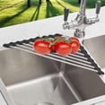 thumbnail image 3 of Triangle Dish Drying Rack Roll Up Dish Drying Rack Kitchen Dish Rack Stainless Steel Sink Drying Rack, Corner Sink Rack,Multipurpose Foldable Dish Drainer, Black(Triangle16.2''x9''), 3 of 9
