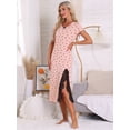 thumbnail image 3 of DARING DIVA Women's Short Sleeve Heart Print Lace Trim Ribbed Nightgown S Pink, 3 of 6