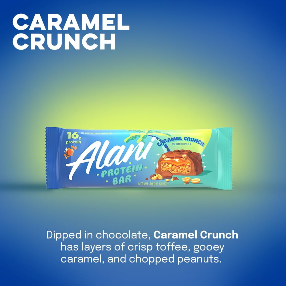 Alani Nu Protein Bar, Caramel Crunch, 12 Protein Bars, 1.69 oz (48 g) Each