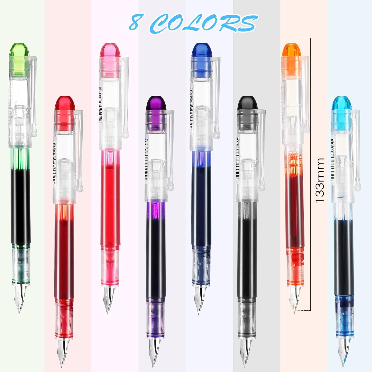 40 Pack Disposable Fountain Pens Set, Colored Ink for Writing, Extra Fine Nib Classic Design Calligraphy Large Capacity Journaling Office Supplies Sketching