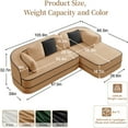 thumbnail image 5 of 105.9'' Extra Deep Cloud Couch, Contrast Color Boneless Couch Bed, Teddy Fabric Modular Sectional Sofa with Deep Seat, L Shaped Couch  for Living Room, No Assembly Required, Camel, 5 of 11