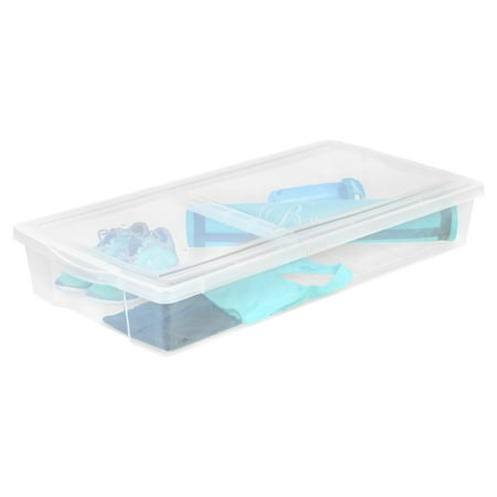 iris underbed clear storage box lid split qt plastic quart usa