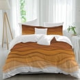 thumbnail image 2 of Orange Ombre Stripes Bedding 3 Piece Duvet Cover Set Twin Size, Farmhouse Retro Abstract Waves Art Soft Microfiber Comforter Cover with Zipper Closure & Pillowcases, FadeResistant Quilt Cover, 2 of 9