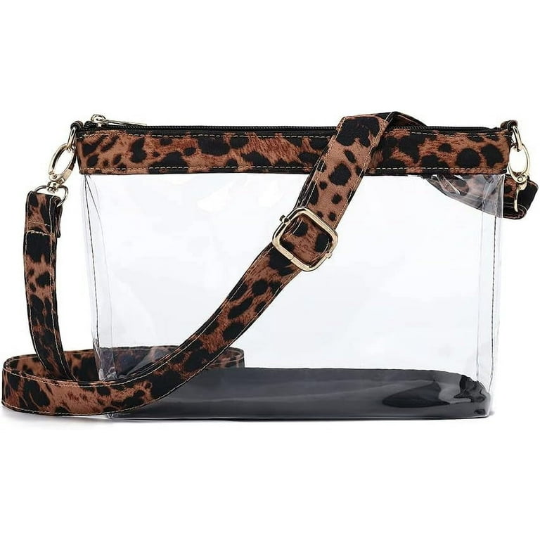 LOXOMU Clear Purses for Women Stadium Leopard Print Clear Crossbody Bag Clear Bag and Handbag with Adjustable Strap