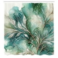 thumbnail image 4 of Ambesonne Teal Shower Curtain, Abstract Marble Print Leaves, 69"Wx70"L, Cadet Blue Dark Khaki, 4 of 4