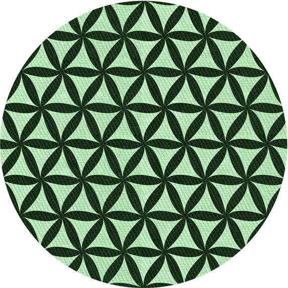 Ahgly Company Machine Washable Indoor Round Transitional Pastel Green Area Rugs, 6' Round