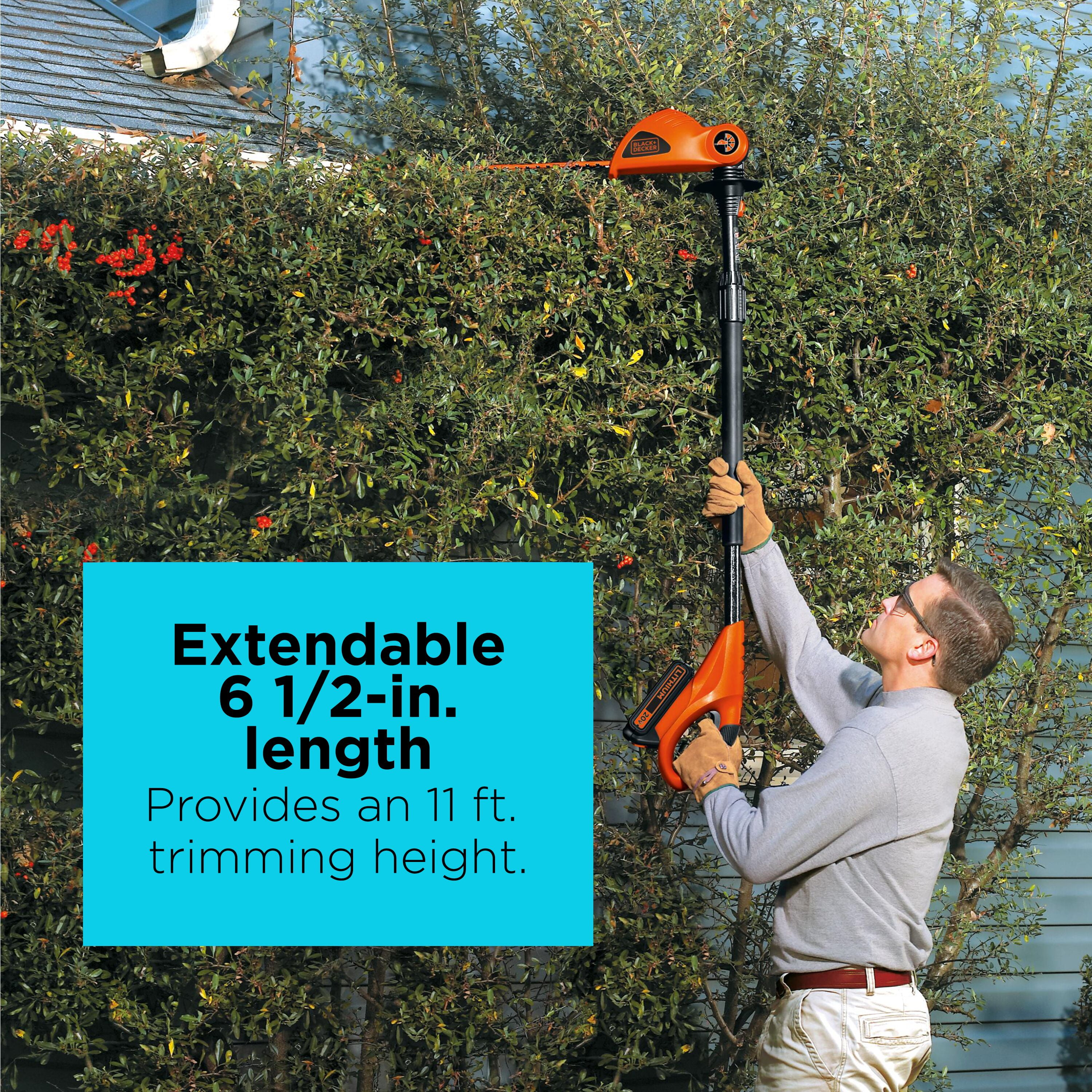 BLACK+DECKER 20V MAX* Cordless Pole Hedge Trimmer, 18-Inch, LPHT120