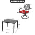 thumbnail image 6 of Nuu Garden 5-Piece Metal Patio Dining Set, 37 Inch Square Table with Umbrella Hole and 4 Swivel Chairs with Removable Cushions, All-Weather Outdoor Furniture Set for Garden, Patio, Black and Red, 6 of 9