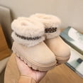 thumbnail image 2 of Quealent Girls Boys Boots Kids Faux Furry Lined Winter Snow Fuzzy Classic Kid's Mid Boot Beige for Size 6.5, 2 of 8